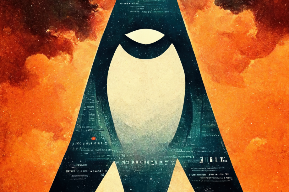 Arch Linux The Movie Poster: Penguin Monolith. Directed by a human. Generated by AI.